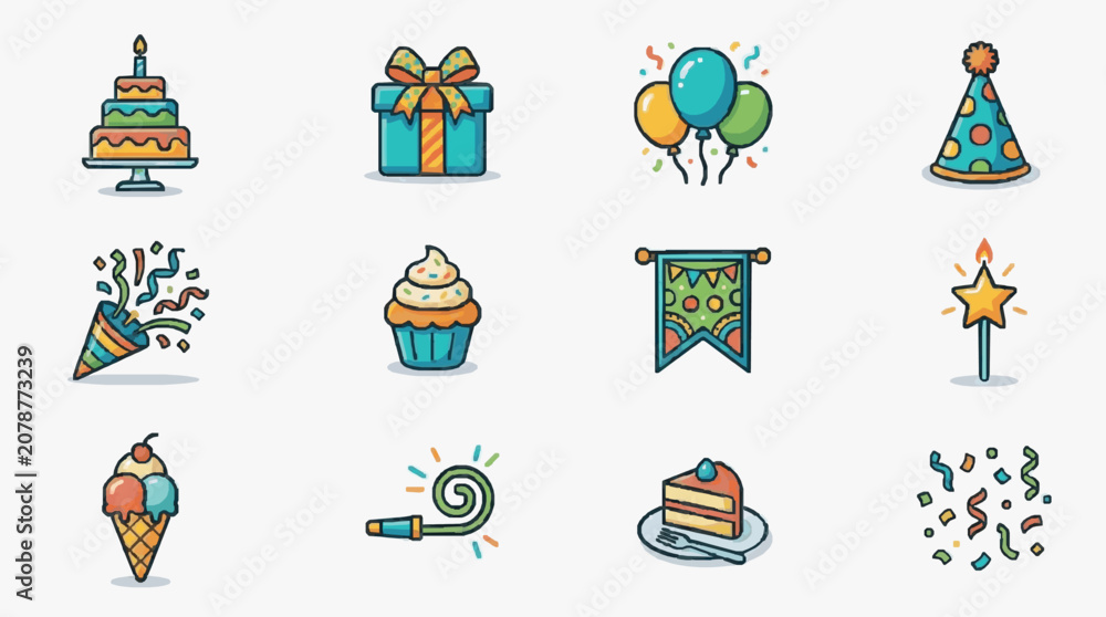 Fototapeta premium Celebration Icons Collection.