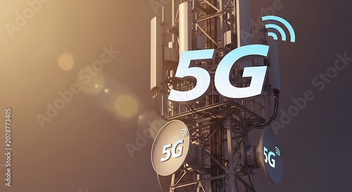 5G Technology Signage and Network Infrastructure Display.