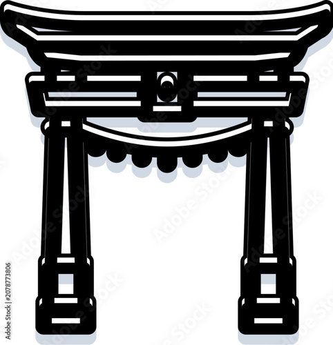 Foto Shinto torii gate illustrating traditional pilgrimage, a sacred portal marking t