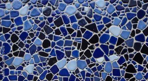Colorful Mosaic Pattern with Blue and Black Tiles.