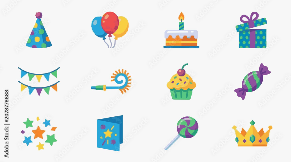 Naklejka premium Celebration Party Icons and Symbols.