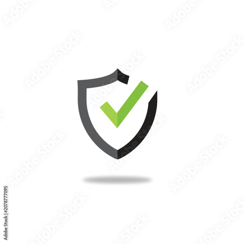 Tick mark shield approved vector icon.