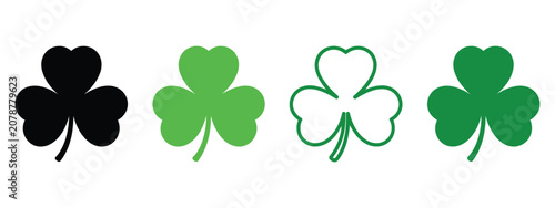 Fotografie Shamrock leaf icons collection of 4 pieces, vector illustration for lucky clover, botanical design, festive, and nature themed graphics
