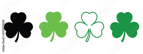Obraz na płótnie Set of 4 shamrock leaf icons vector illustration for lucky clover symbols, nature, and decorative design elements