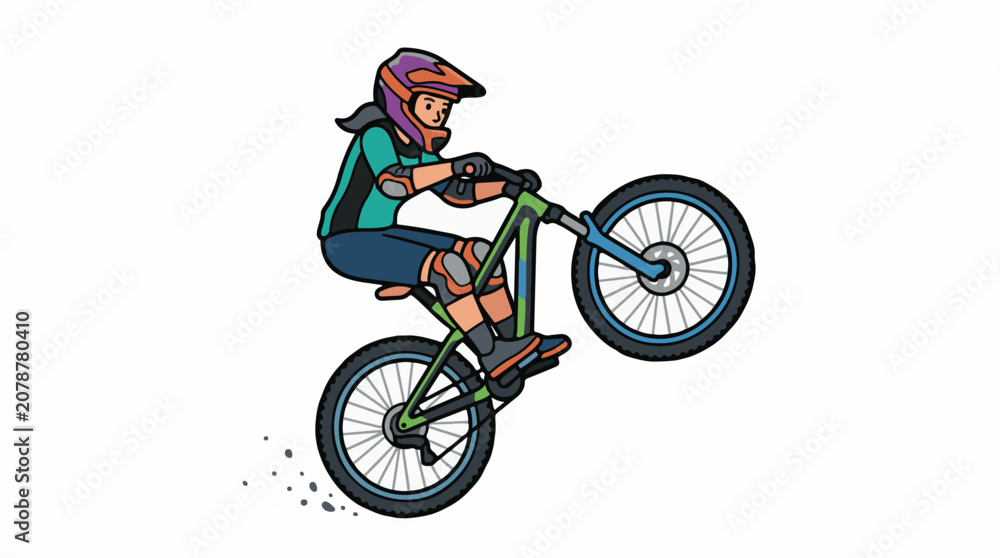 Obraz premium Woman Riding Bicycle in Air Sports.