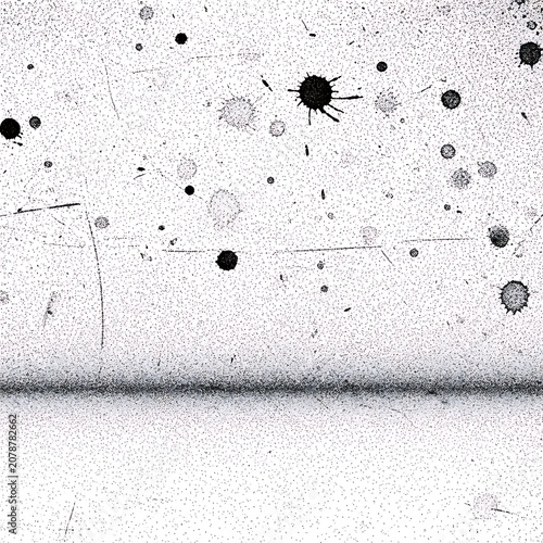 Abstract Black Ink Splashes on White Background Art.