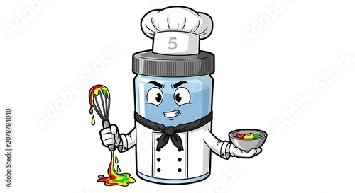 Happy robot making coffee in kitchen.