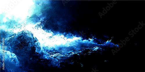 Fotografie Dramatic stormy sky with intense dark clouds illuminated by brilliant white ligh