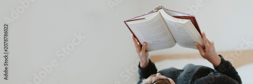 Woman reading book background  hobby image