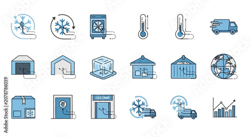 Collection of industrial and transportation icons.
