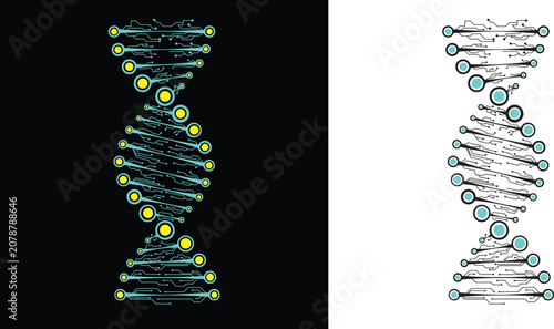DNA molecule with circuit board pattern design.