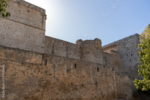 Santiago Castle, a medieval fortress, showing its historic stone architecture in Sanlúcar de Barrameda