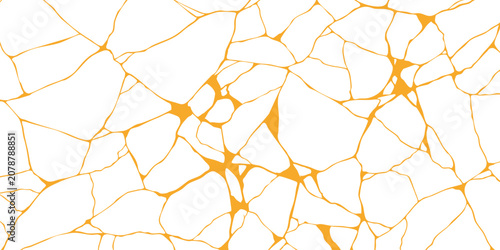 Golden Kintsugi crack texture, abstract vector background with luxury gold lines, Japanese repair art pattern, elegant design backdrop