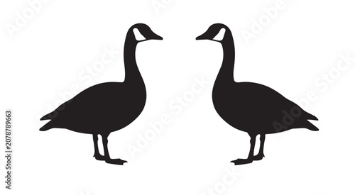 Two Canada Goose Silhouette Bird Vector Icon