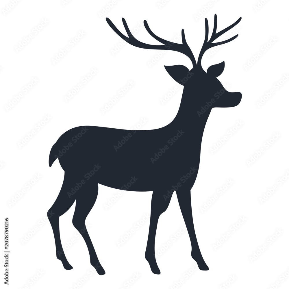 Obraz premium Silhouette of Christmas Reindeer. 