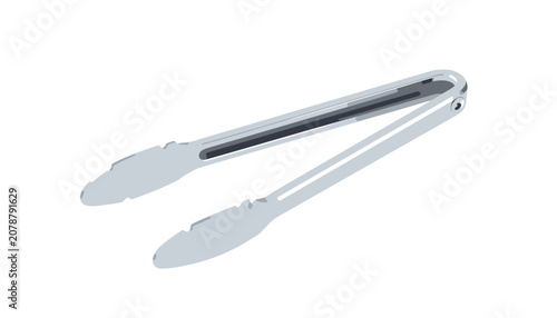 Billede på lærred Stainless Steel Kitchen Tongs Closeup.
