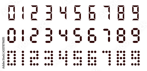 Numbers arranged in rows display digital font styles against a clean white background surface.