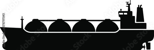 Foto LNG Carrier Ship Silhouette Commercial Gas Transport Vessel Maritime Energy Logi
