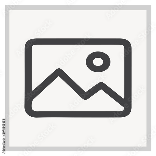 Konstfotografi Simple image placeholder icon with mountain and sun symbol for web design