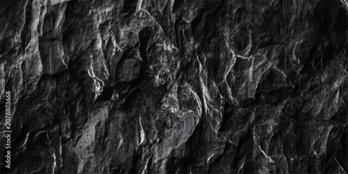 Cuadro en lienzo Black Fur Texture Closeup on Black and White Background with Rough Natural Patte