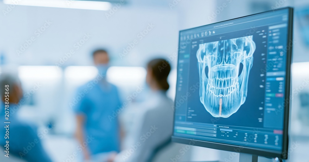 Fototapeta premium Dental implant x-ray on computer screen