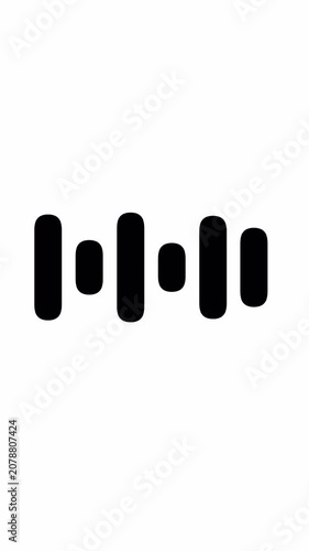 Rounded corner audio spectrum equalizer sound loop animation portrait video in alpha channel transparent background
