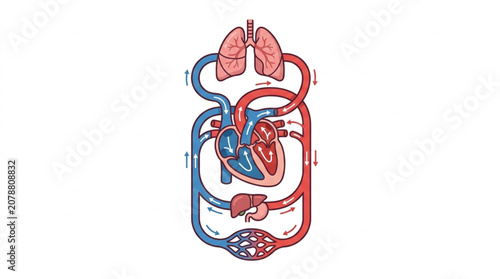 Obraz na plátne Human Circulatory System and Respiratory System Diagram.