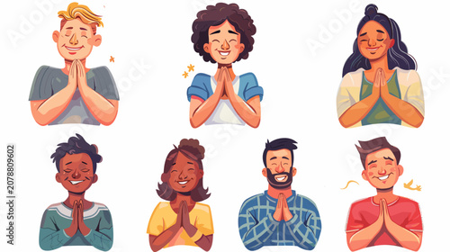 Foto Diverse Group Of People Praying And Wishing With Joyful Expressions Pixel Art St