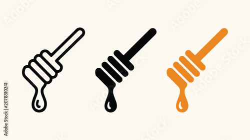 Schilderij op canvas Honey dipper stick icon