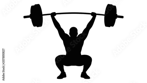 Slika na platnu Person performing overhead squat with barbell weightlifting Vector