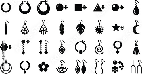 Canvastavla Assorted earring icons for jewelry design and fashion retail
