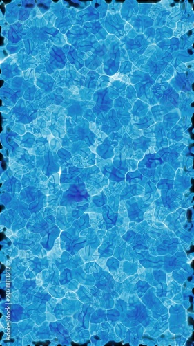 Vertical video with a bright blue water effect