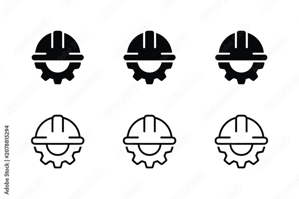 Fototapeta premium Safety helmet gear icons vector set