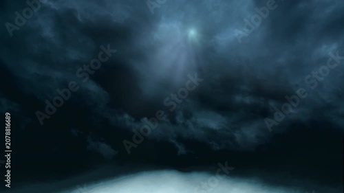Dramatic Arctic Night: Moonlit Mountain Road with Blizzard and Fast Moving Clouds at Midnight