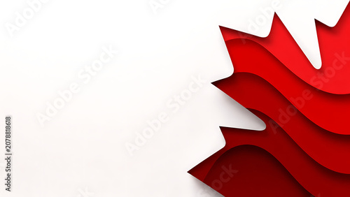 Abstract Red Maple Leaf with 3D Layered Paper Cut Effect for Nature Design Concept