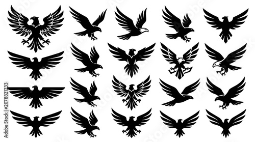Eagle Silhouettes Collection: Heraldic, Flying, and Perched