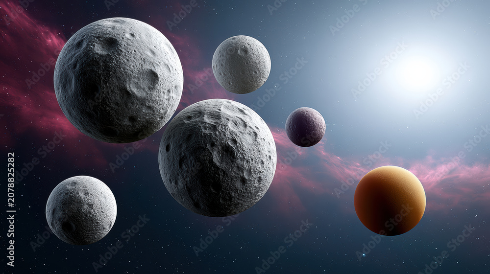 Fototapeta premium Planets orbit sun space cosmic astronomy solar system celestial sphere mysterious distant light science exploration