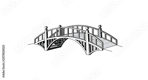 Black and white illustration bridge.