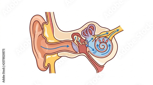 Obraz na płótnie Detailed illustration of the human ear anatomy and auditory system