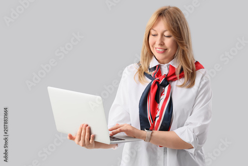 Female bank manager working...