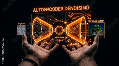 Hands Interacting with Autoencoder Denoising Neural Network Interface.