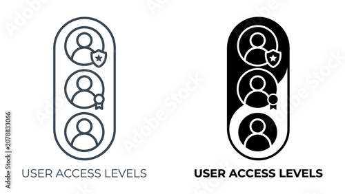 Canvastavla User Access Levels Iconography: Two abstract icons represent distinct user access levels, indicating security, privileges, and hierarchy within a digital system