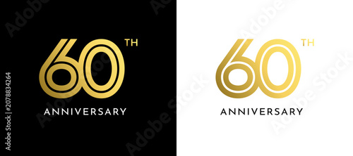 Luxury Gold 60th Anniversary Logo Vector Illustration