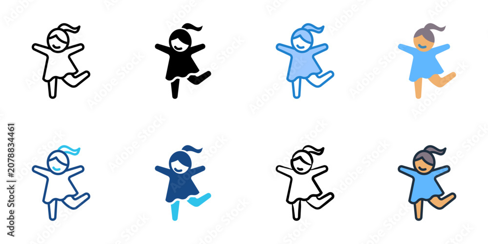 Fototapeta premium Dance play icons set multiple style collection. Editable stroke 