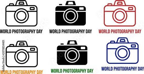 World photography day camera icons on 6 version