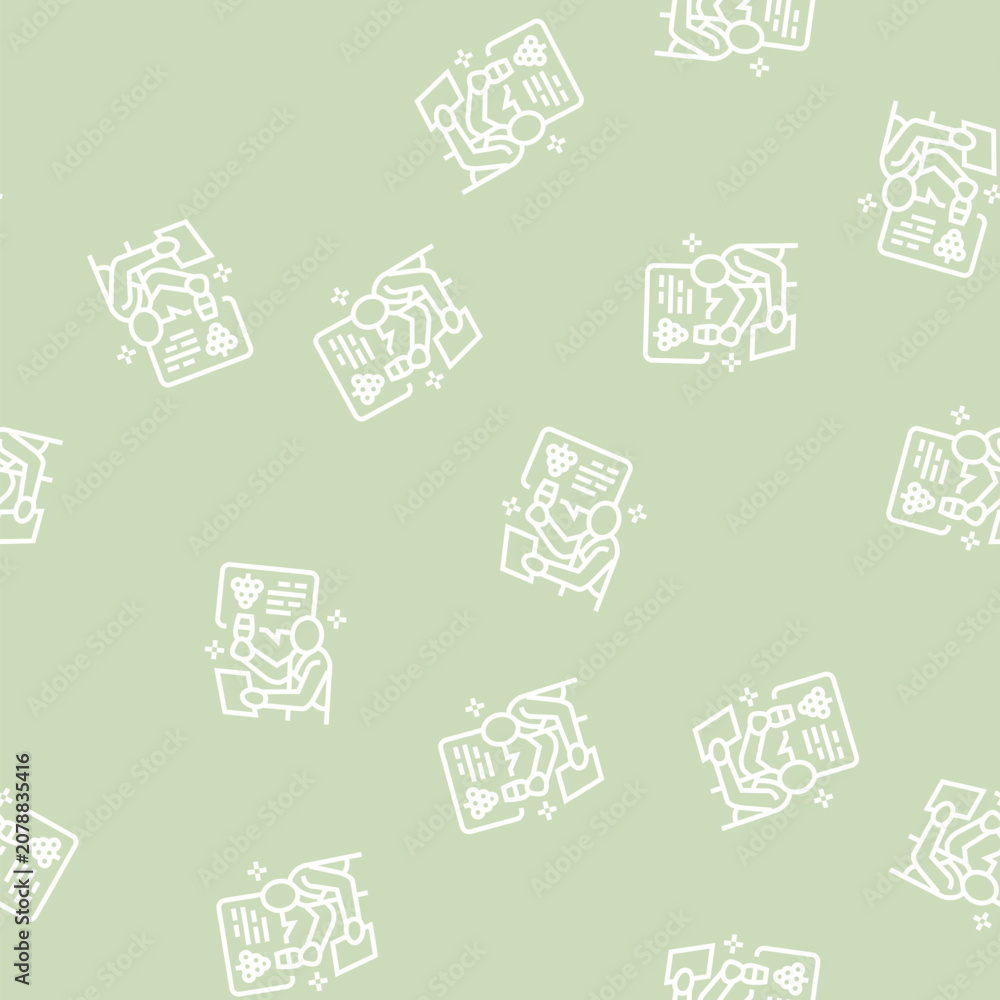 Fototapeta premium sommelier profession vector line seamless pattern sommelier profession sign illustration