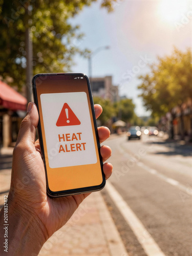 Mobile Phone Heat Alert Warning During Urban Summer Heat Wave