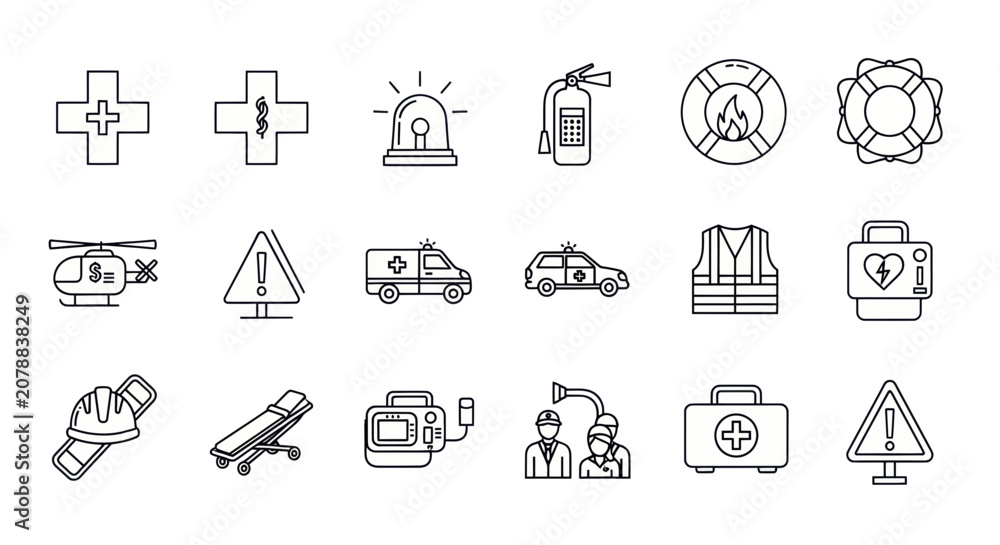 Fototapeta premium Emergency Medical Service Icons Set.
