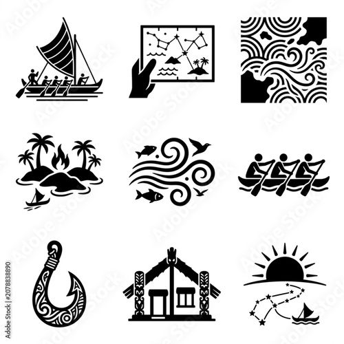 Konstfotografi Collection of Polynesian cultural icons and symbols.