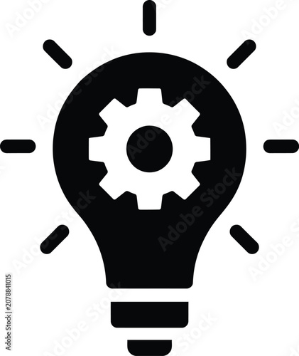 Vector light bulb with gear icon silhouette innovation idea and technology concept illustration